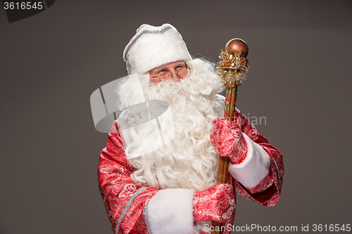 Image of happy Santa Claus looking at camera