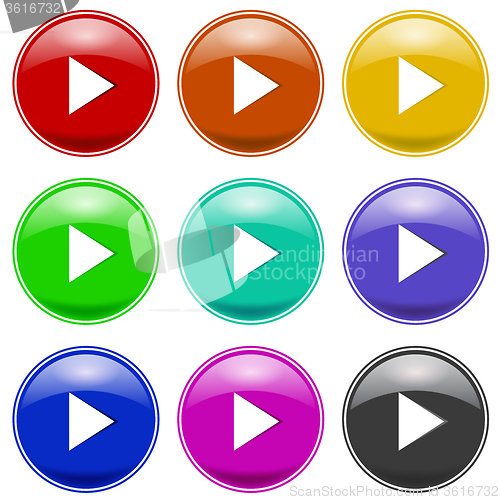 Image of Set of Colorful Play Icons