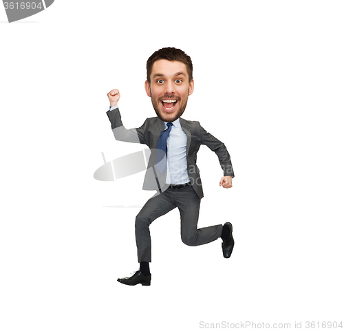 Image of funny cartoon style businessman jumping