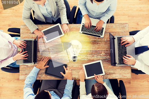 Image of business team with laptop and tablet pc