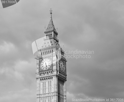 Image of Black and white Big Ben in London