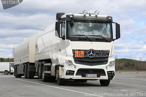 Image of White Mercedes-Benz Actros 2545 Tank Truck Parked