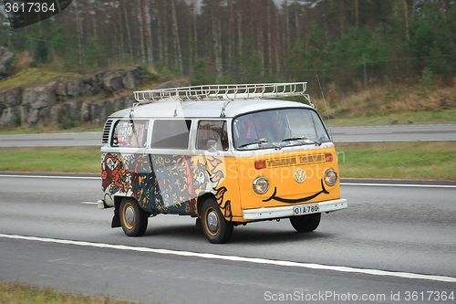 Image of Volkswagen Type 2 Camper Van with a Smile