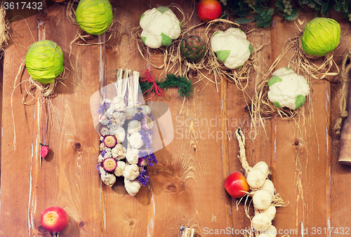 Image of vegetable wall decoration at market or farm