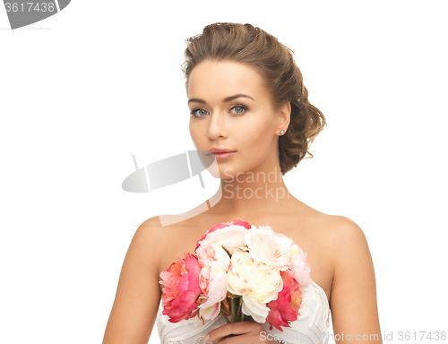 Image of woman with bouquet of flowers