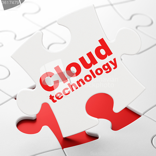 Image of Cloud networking concept: Cloud Technology on puzzle background