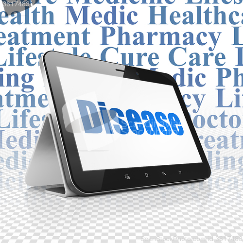 Image of Medicine concept: Tablet Computer with Disease on display