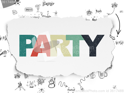 Image of Entertainment, concept: Party on Torn Paper background
