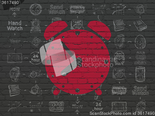 Image of Time concept: Alarm Clock on wall background