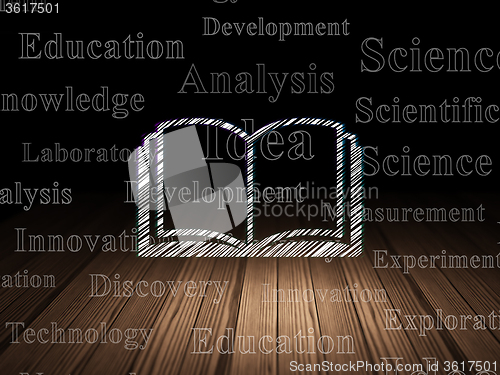 Image of Science concept: Book in grunge dark room