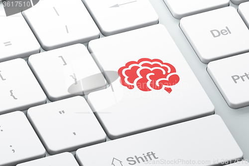 Image of Science concept: Brain on computer keyboard background