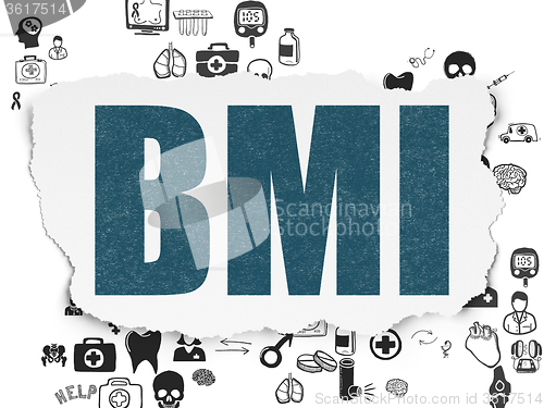 Image of Health concept: BMI on Torn Paper background