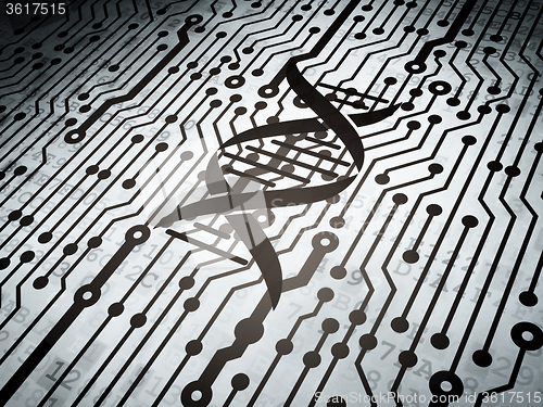 Image of Science concept: circuit board with DNA