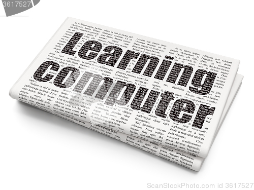 Image of Studying concept: Learning Computer on Newspaper background