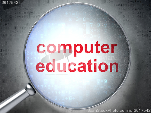 Image of Education concept: Computer Education with optical glass