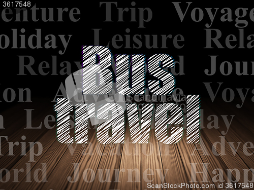 Image of Travel concept: Bus Travel in grunge dark room