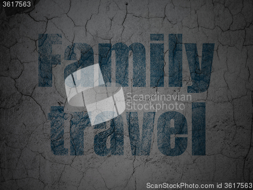 Image of Tourism concept: Family Travel on grunge wall background