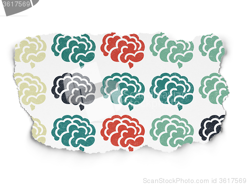 Image of Science concept: Brain icons on Torn Paper background