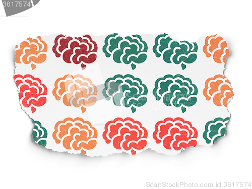 Image of Medicine concept: Brain icons on Torn Paper background
