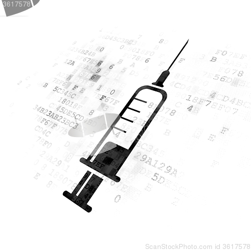 Image of Medicine concept: Syringe on Digital background