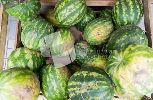 Image of close up of watermelon at street farmers market