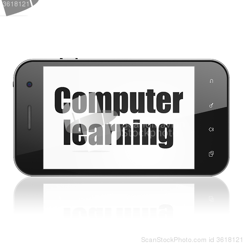 Image of Learning concept: Smartphone with Computer Learning on display