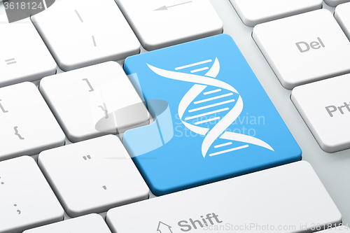 Image of Science concept: DNA on computer keyboard background