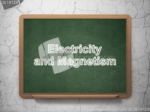 Image of Science concept: Electricity And Magnetism on chalkboard background