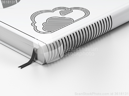 Image of Cloud networking concept: closed book, Cloud on white background