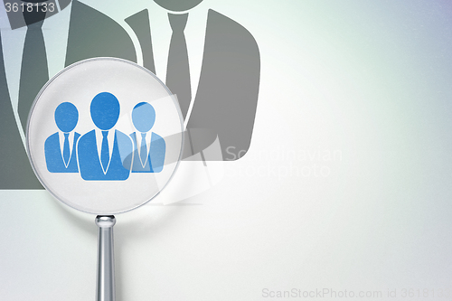Image of News concept:  Business People with optical glass on digital background