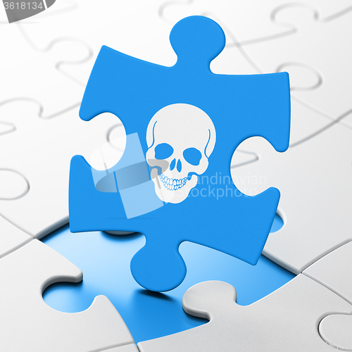 Image of Healthcare concept: Scull on puzzle background