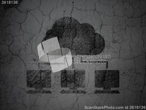 Image of Cloud technology concept: Cloud Network on grunge wall background