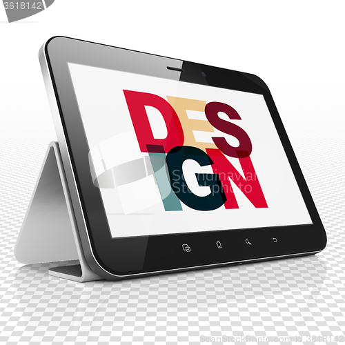 Image of Advertising concept: Tablet Computer with Design on  display