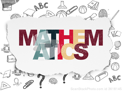 Image of Studying concept: Mathematics on Torn Paper background