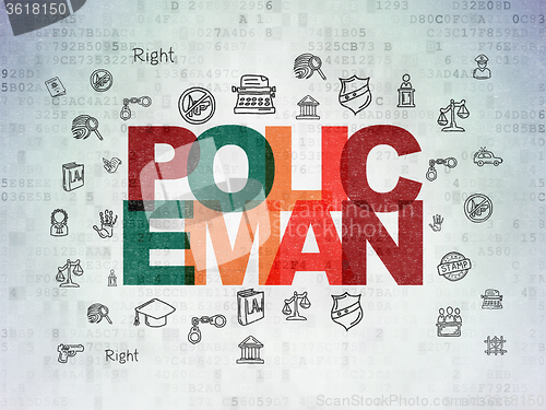 Image of Law concept: Policeman on Digital Paper background