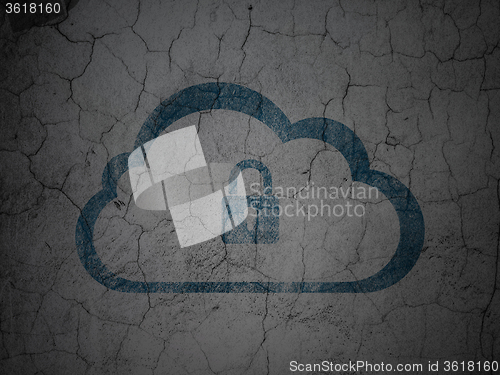 Image of Cloud networking concept: Cloud With Padlock on grunge wall background