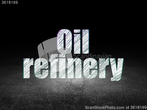 Image of Industry concept: Oil Refinery in grunge dark room