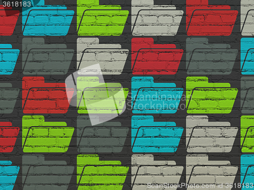 Image of Finance concept: Folder icons on wall background