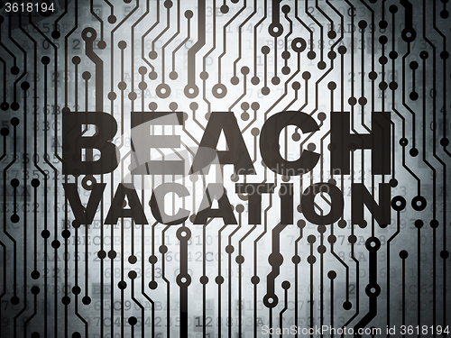 Image of Tourism concept: circuit board with Beach Vacation