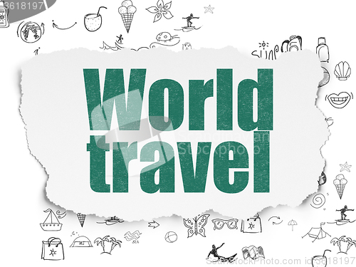 Image of Vacation concept: World Travel on Torn Paper background