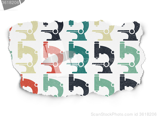 Image of Science concept: Microscope icons on Torn Paper background