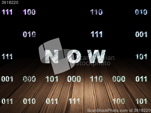 Image of Time concept: Now in grunge dark room