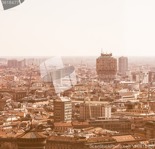 Image of Retro looking Milan aerial view