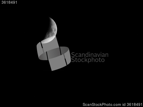 Image of Black and white First quarter moon