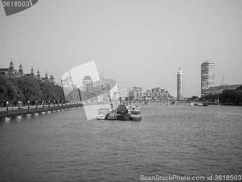 Image of Black and white River Thames in London