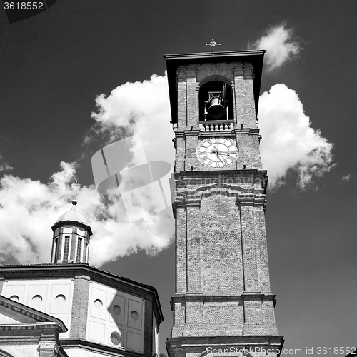 Image of monument  clock tower in italy europe old  stone and bell