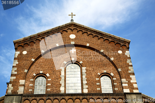 Image of rose window  italy  lombardy     in  the legnano old   church   