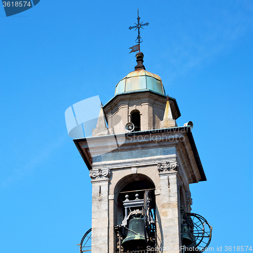 Image of monument  clock tower in italy europe old  stone and bell