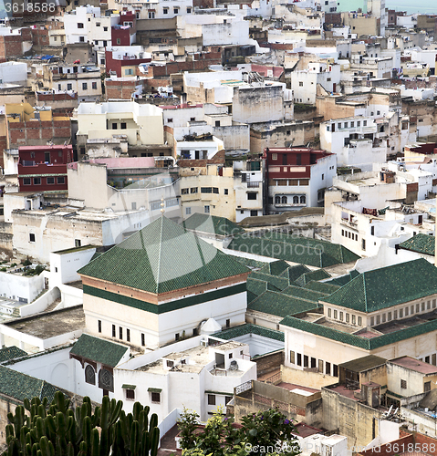 Image of constructions from high in the       village    morocco africa f