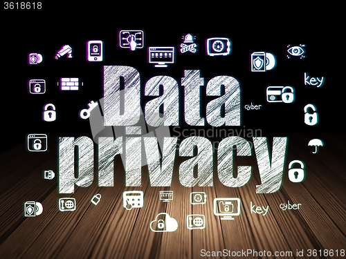 Image of Security concept: Data Privacy in grunge dark room